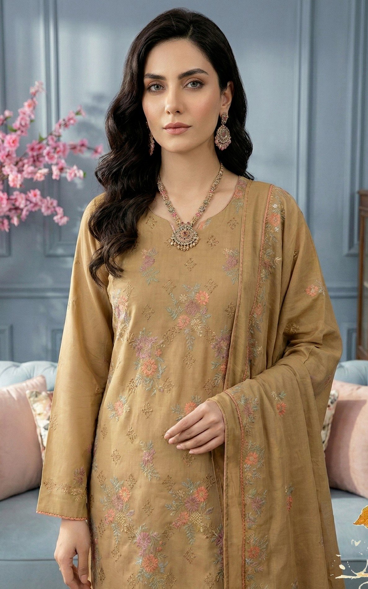 Lawn heavy embroidered D14 - Image 4