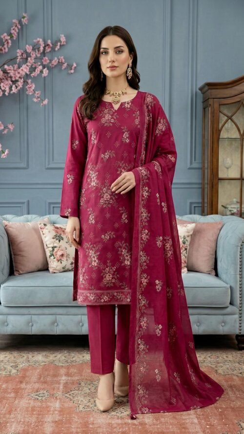 Lawn heavy embroidered D17